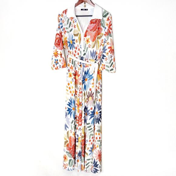 Lily by Firmiana Dress Floral Wrap Red Size XL Garden Party Layers - Picture 1 of 9